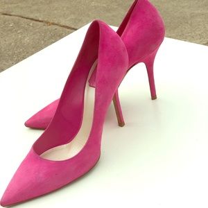 Pink Chritian Dior Fuchsia Pointy Suede Pump